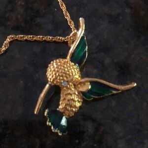 Hummingbird Necklace Gold tone